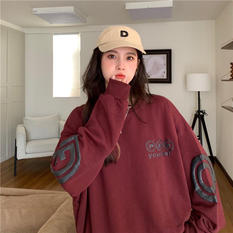 Áo Nỉ Nữ Dài Tay Cổ Tròn Form Rộng Thời Trang Hàn