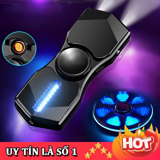 Trò Chơi Con Quay Spinner Đèn Led RGB Tạo 18 Hiệu Ứng Đèn LED Kiêm Đèn Pin Chiếu Sáng Sạc Điện USB