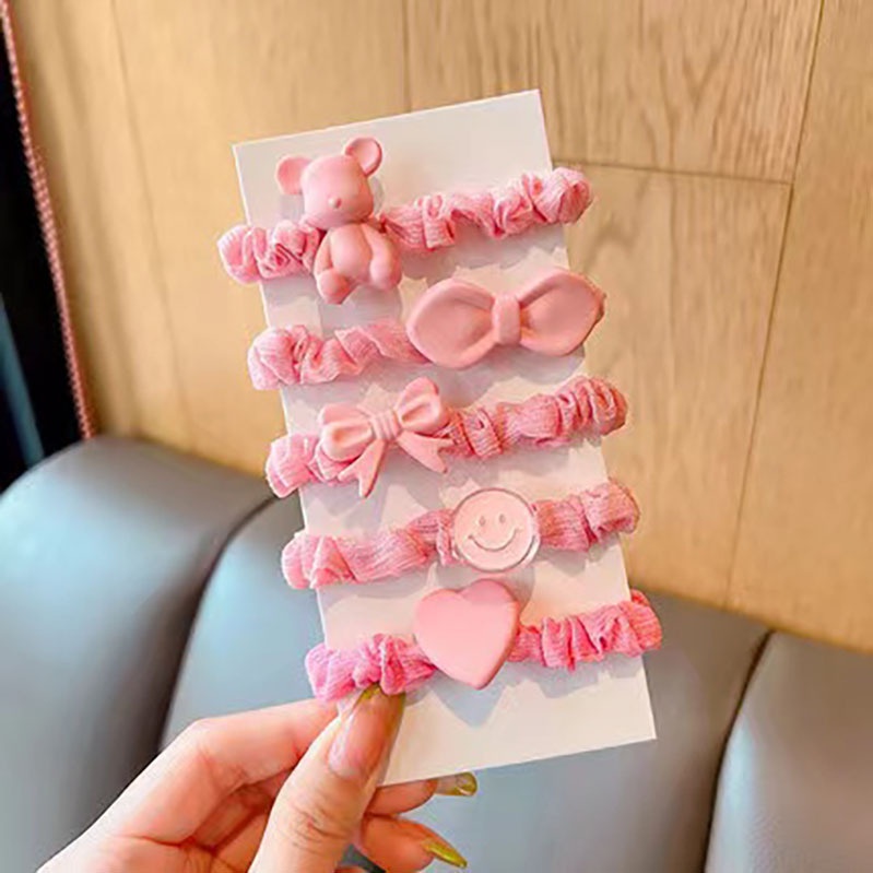 Dây buộc tóc cho bé gái set 5 dây cột tóc họa tiết dễ thương không đau tóc mã BT02