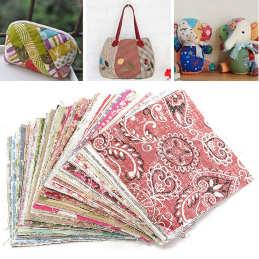 Set 100 Miếng Vải Cotton 10X10cm Họa Tiết Hoa Đa Dụng May Vá Thủ Công