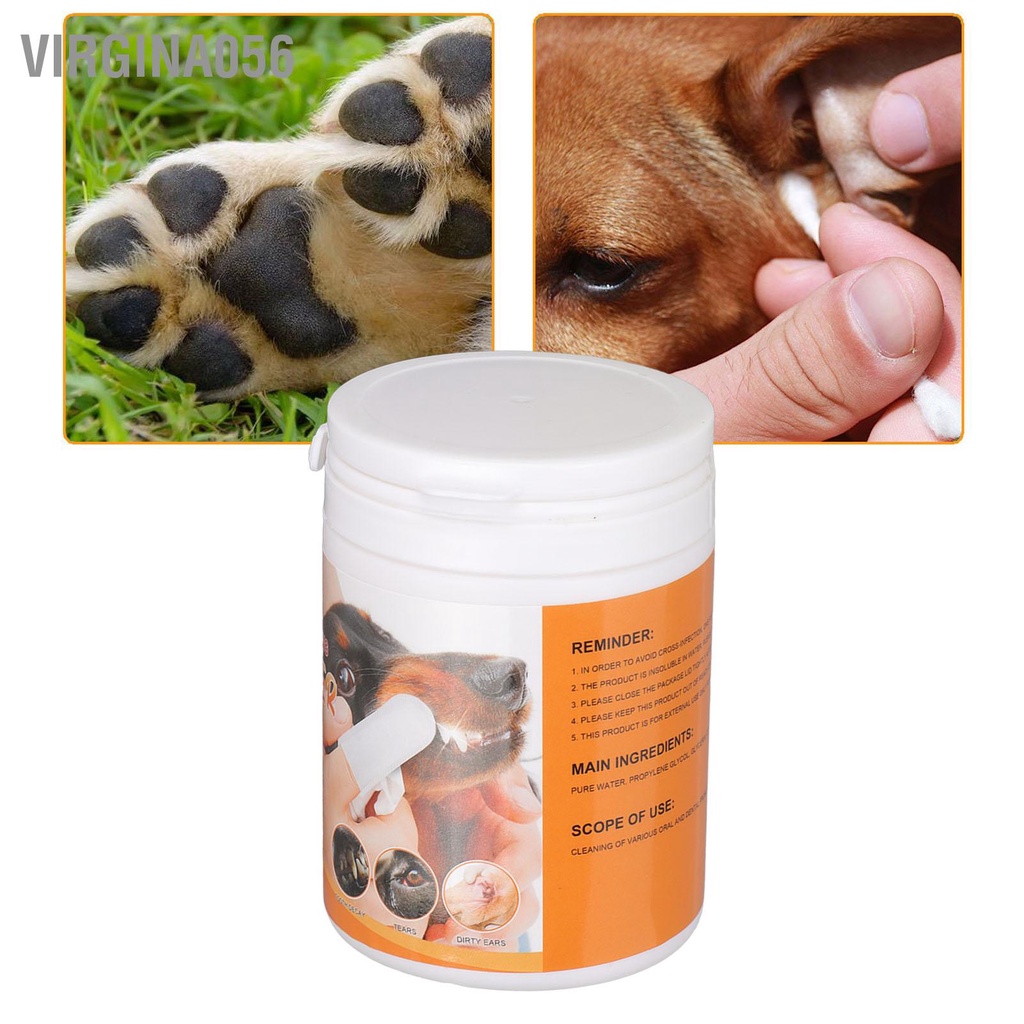 Virgina056 50 Khăn lau Làm sạch Răng Thú cưng Che ngón tay
