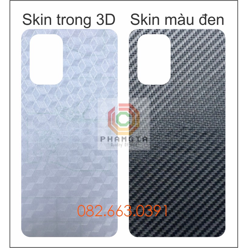 Miếng dán mặt lưng skin carbon Xiaomi Redmi Note 10 / Note 10s / Note 10 Pro