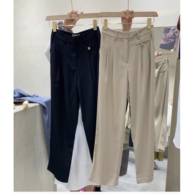 Quần tây suông cạp cao (quần vải mis)