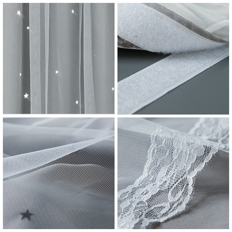 Grey Blue Star Curtains Window Self-adhesive Curtain thicken shading Cloth punch-Free Installation of Small Curtain for Bedroom