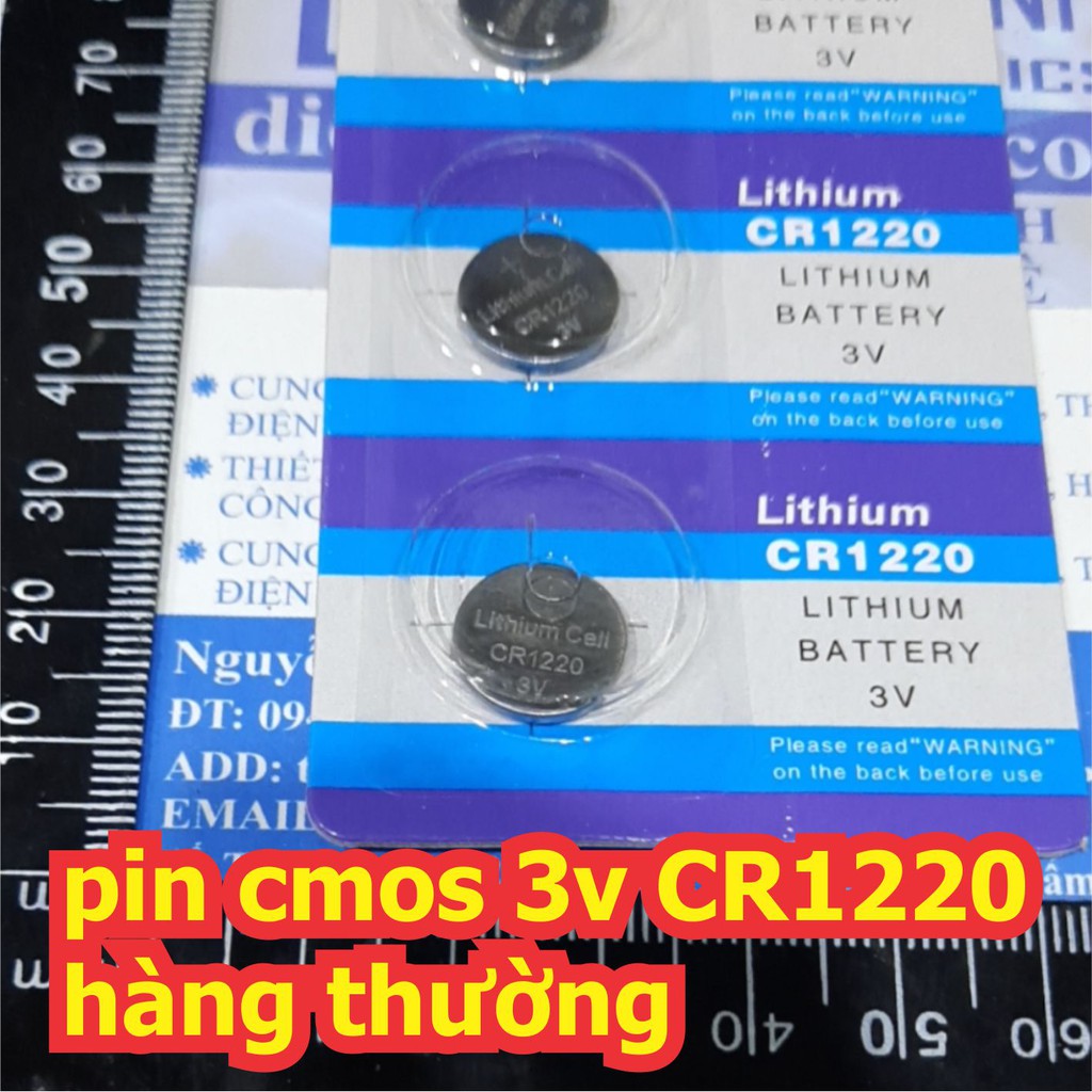 10 viên (2 vỉ) pin cmos 3v CR1220 lithium pin dẹp, pin cúc áo lớn, hàng thường kde6502