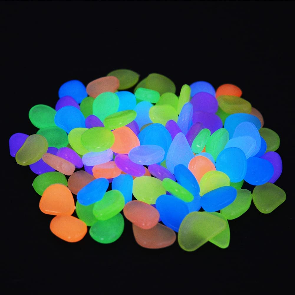 AQUARZOO 10/50/100 PCS Aquarium Colorful Glowing Stones, Fish Tank Glow Gravel, Glow in The Dark Aquarium Pebbles, Decorative Gravel Rocks, Glowing Pebbles Luminous Stones