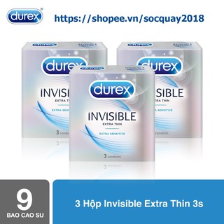 Bộ 3 hộp bao cao su Durex invisible 3 bao ( Có Che Tên SP )