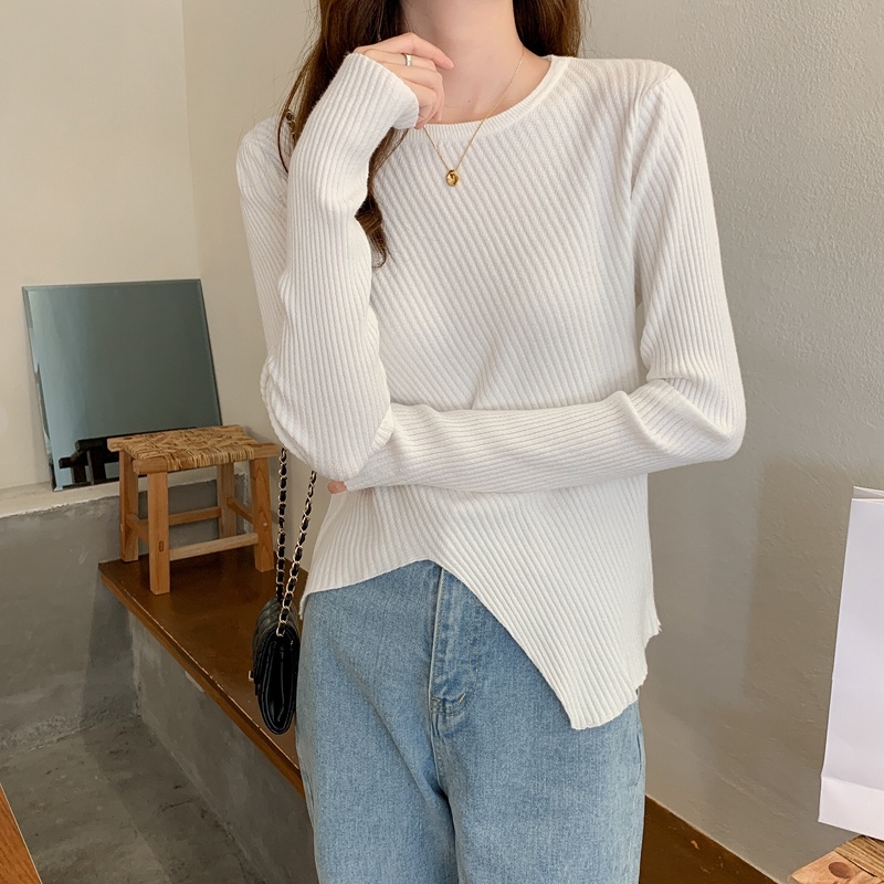 ZHELIHANGFEI Áo Dệt Kim Tay Dài Dáng Ôm Xẻ Tà Quyến Rũ Trẻ Trung Cho Bạn Gái