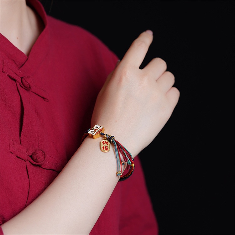 [Hàng Mới Về] Vòng Tay Thắt Nút Hình Sư Tử Phong Cách Cổ Điển Retro Mùa Hè Cho Nữ