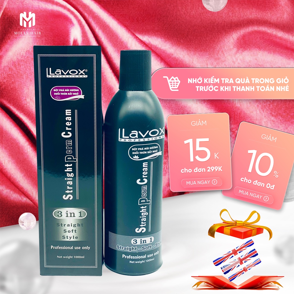 Thuốc duỗi tóc 3in1 MollyHairShopp thương hiệu Lavox, thẳng mượt, siêu dưỡng tóc, phục hồi phù hợp mọi loại tóc1000ml