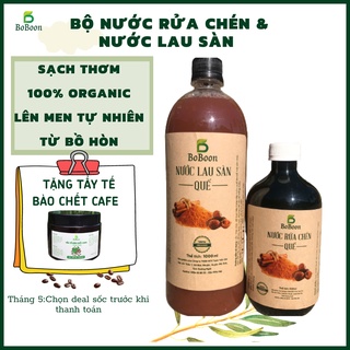 Combo Nước rửa chén và nước lau sàn enzym bồ hòn quế Boboon