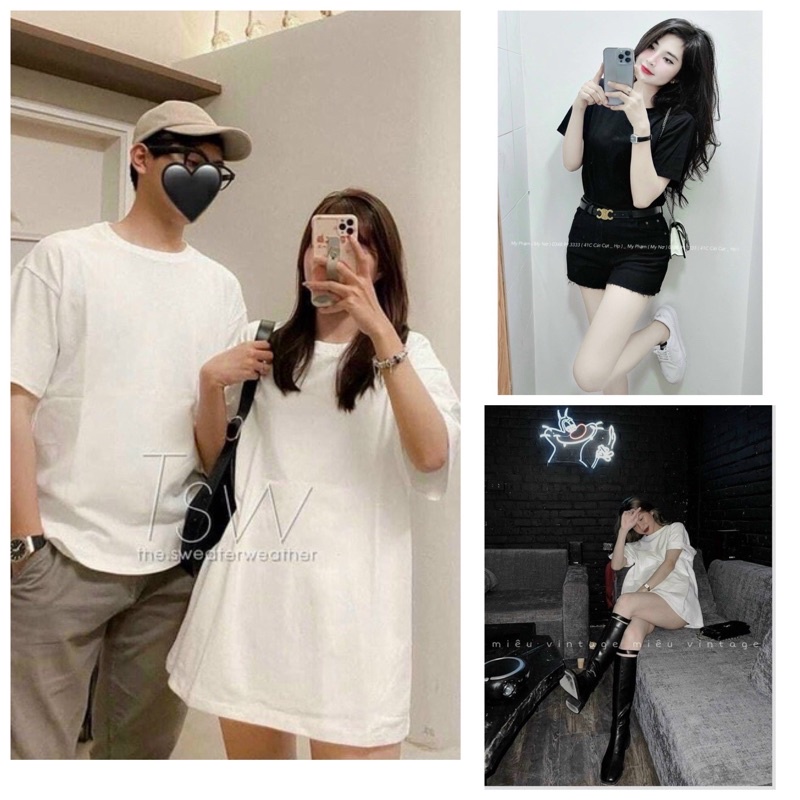 Áo phông thụng trơn nam nữ chất tuyết nhung.