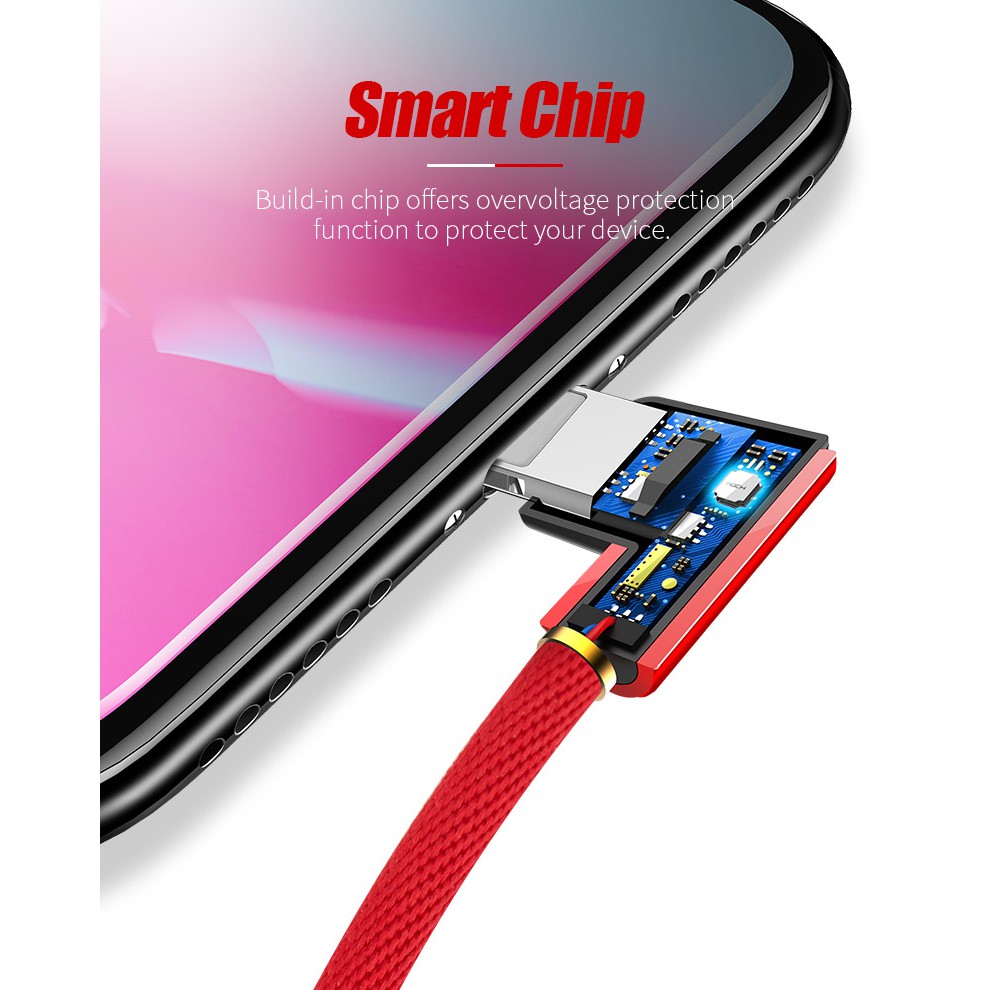 Dây cáp sạc nhanh cho iphone hình chữ L dây dù Rockspace - Hàng chính hãng bảo hành 12 tháng 1 đổi 1