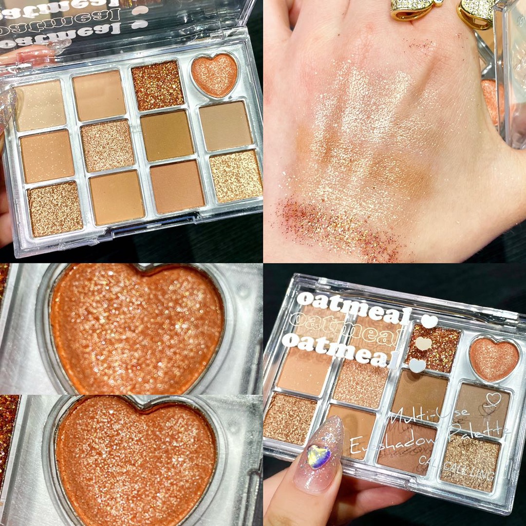 Bảng Phấn Mắt Callcall Ling 12 Màu Sắc Tông Lì/Hiệu Ứng Ngọc Trai Lấp Lánh Chống Thấm Nước Chống Nhòe