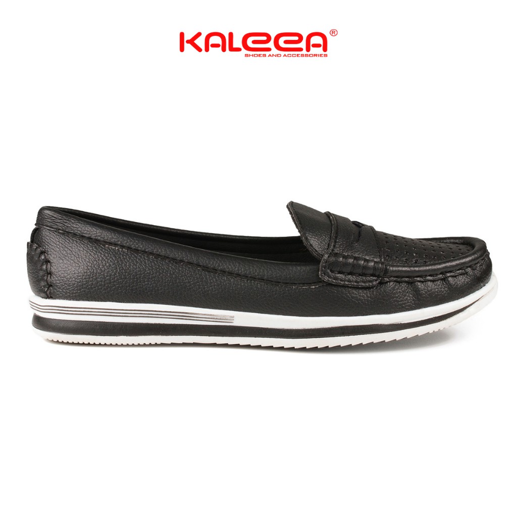 Giày Bệt Nữ Mũi Tròn Moca - KALEEA Đế Bằng Dày 2.5cm Trống Trơn Trượt Mũi Đục Lỗ Lazer - K498 | BigBuy360 - bigbuy360.vn