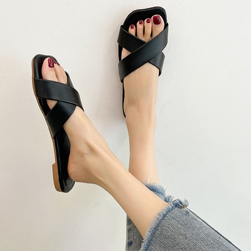 Dép sandal ZTAIXIELUA mũi vuông thời trang Hàn Quốc dành cho nữ