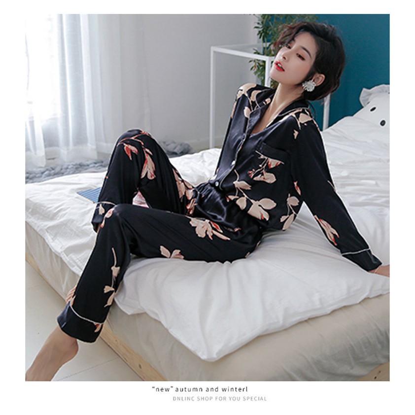 [Big Sale] 🌱 Đồ Bộ Pijama Lụa Sét Áo Choàng Đồ Mặc Nhà☘️ Bộ Ngủ Cao Cấp Mát Mềm Mịn - ELSA