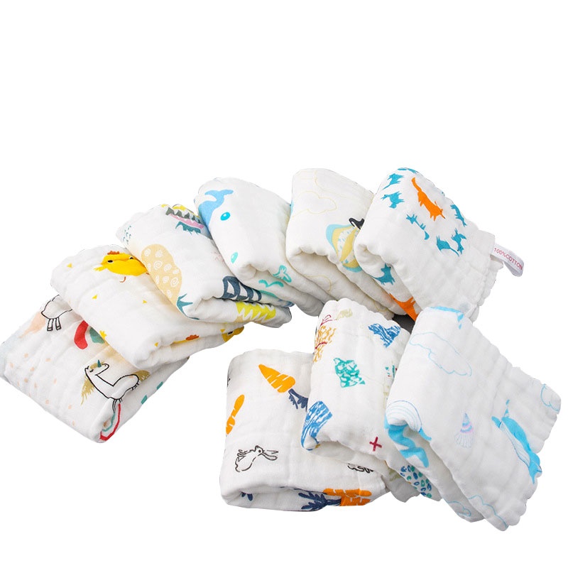 Yếm Cotton 6 Lớp Họa Tiết Hoạt Hình Đáng Yêu Cho Bé