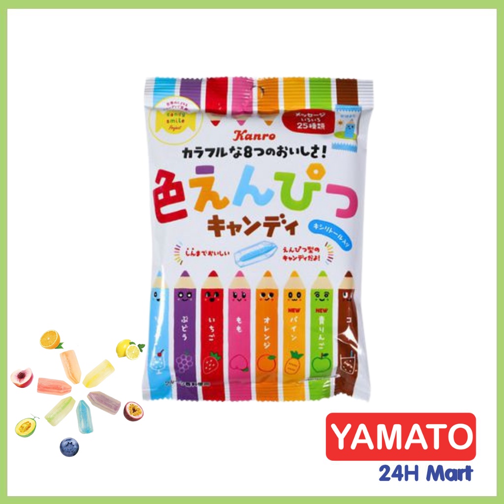 Kẹo bút chì trái cây sắc màu Kanro 8 vị Nhật Bản [HSD T10/2022]