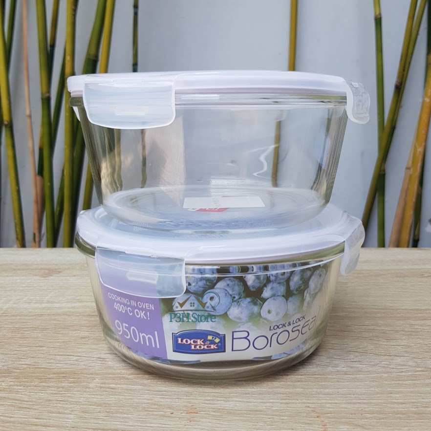 Hộp thủy tinh chịu nhiệt Lock&amp;lock OvenGlass dung tích 950ml hình tròn LLG861