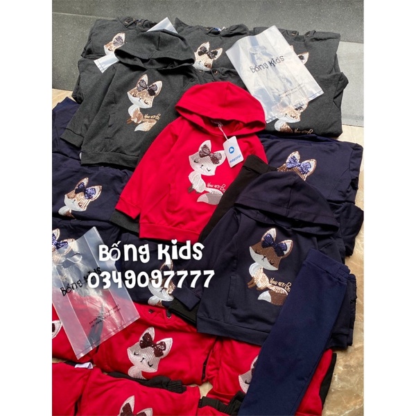 Bộ Nỉ Hoodie Bé Gái Sóc Sequin MOR