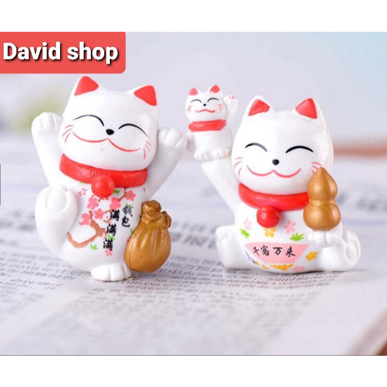 Mèo thần tài - phụ kiện trang trí terrarium - decor tiểu cảnh bàn học/phong thủy