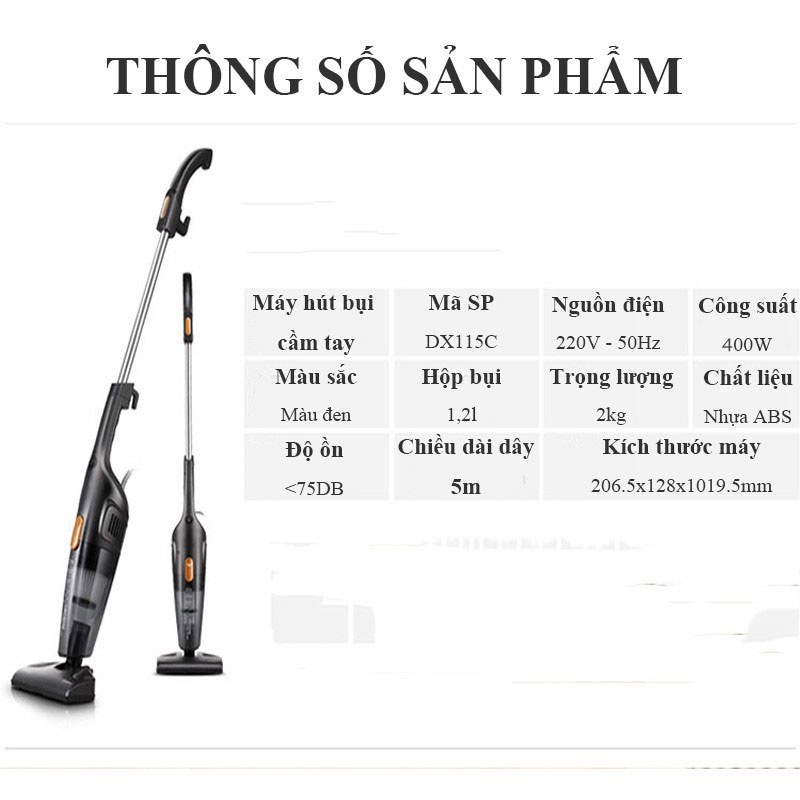 Máy hút bụi cầm tay Deerma DX115C máy hút bụi gia dụng gia đình 3in1 đa năng tiện dụng hút nệm, đệm, sàn tốt