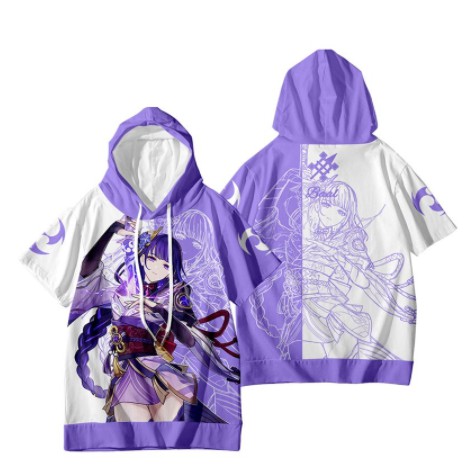 Áo Khoác Hoodie Có Khóa Kéo Dáng Rộng In Hình Anime Genshin Va Chạm Raiden Shogun Baal 3D Thời Trang Nhật Bản Giản Dị Dành Cho Nam Nữ Mặc Hóa Trang