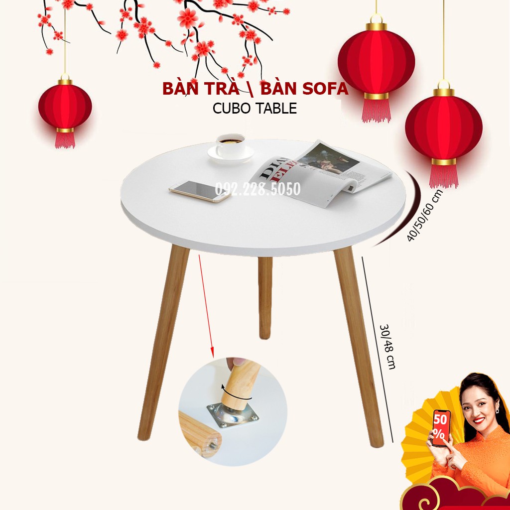 Bàn trà sofa vintage mặt tròn đường kính 40,50,60 cm, chân cao 30cm hoặc 48cm. | BigBuy360 - bigbuy360.vn