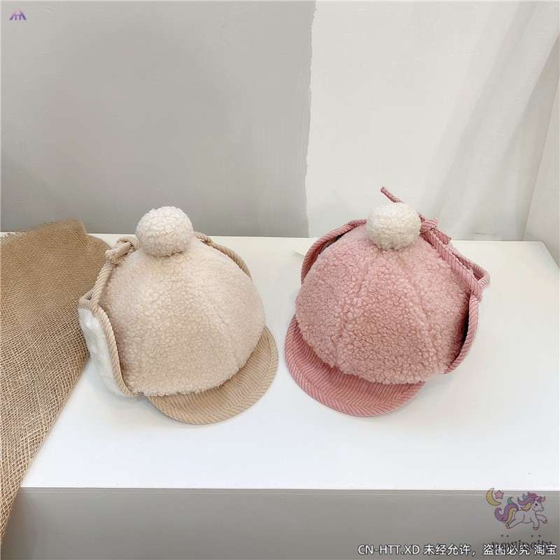 Mũ Nhung Kẻ Giữ Ấm Tai Thời Trang Mùa Đông Phong Cách Hàn Quốc Dành Cho Trẻ Em