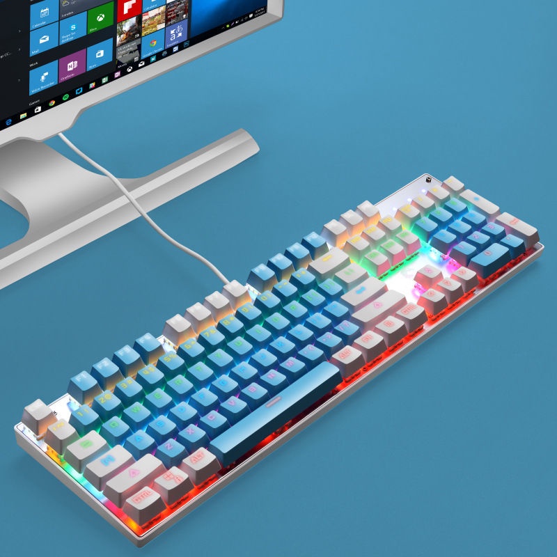 Crack K660 bàn phím cơ học thực tế punk phát sáng trò chơi có dây USB phát sáng RGB máy tính bàn phím cơ màu xanh lá cây