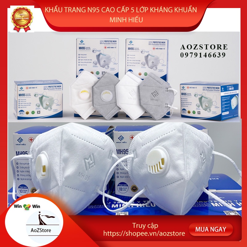 Khẩu trang N95 gói 1 chiếc Minh Hiếu 5 lớp kháng khuẩn chính hãng
