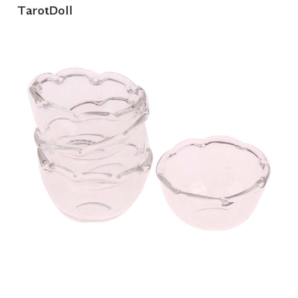 Bộ 4 Chén Dĩa Thủy Tinh Trang Trí Nhà Búp Bê Tỉ Lệ 1: 12