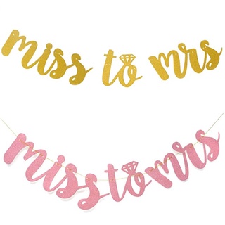 Băng Rôn Chữ Miss To Mrs Màu Vàng Hồng Lấp Lánh Trang Trí Tiệc