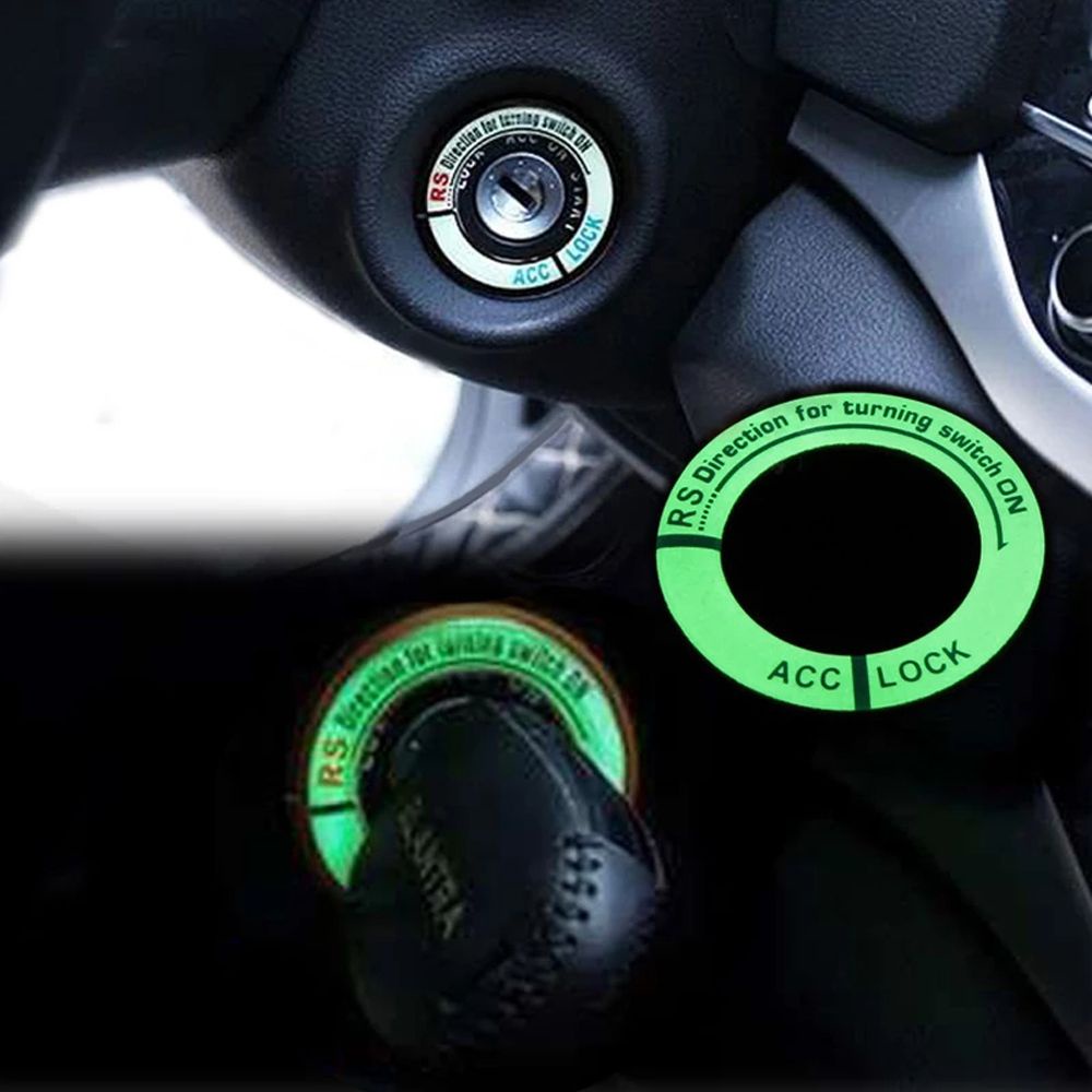 Vòng dán trang trí công tắc đánh lửa xe hơi màu dạ quang 3D