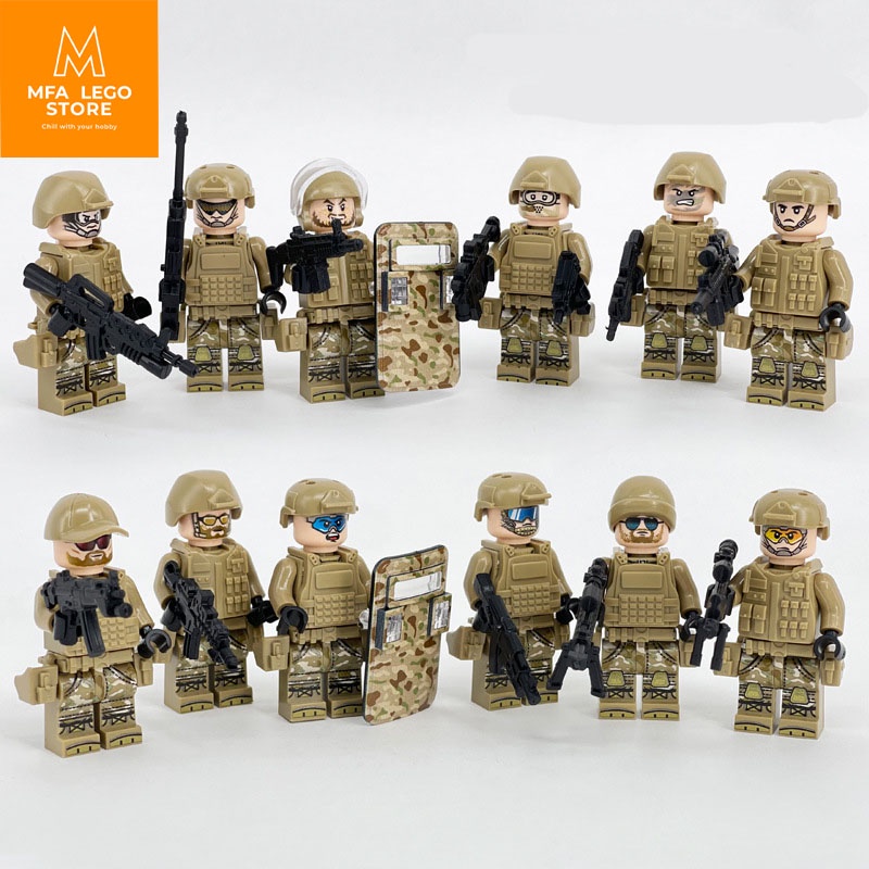 Đồ chơi lắp ráp cho bé , mô hình đồ chơi - Combo 12 lính chiến đấu sa mạc 8019 (MFA mô hình STORE)