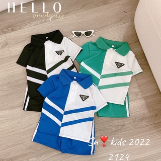 Bộ polo sọc chéo cho bé trai