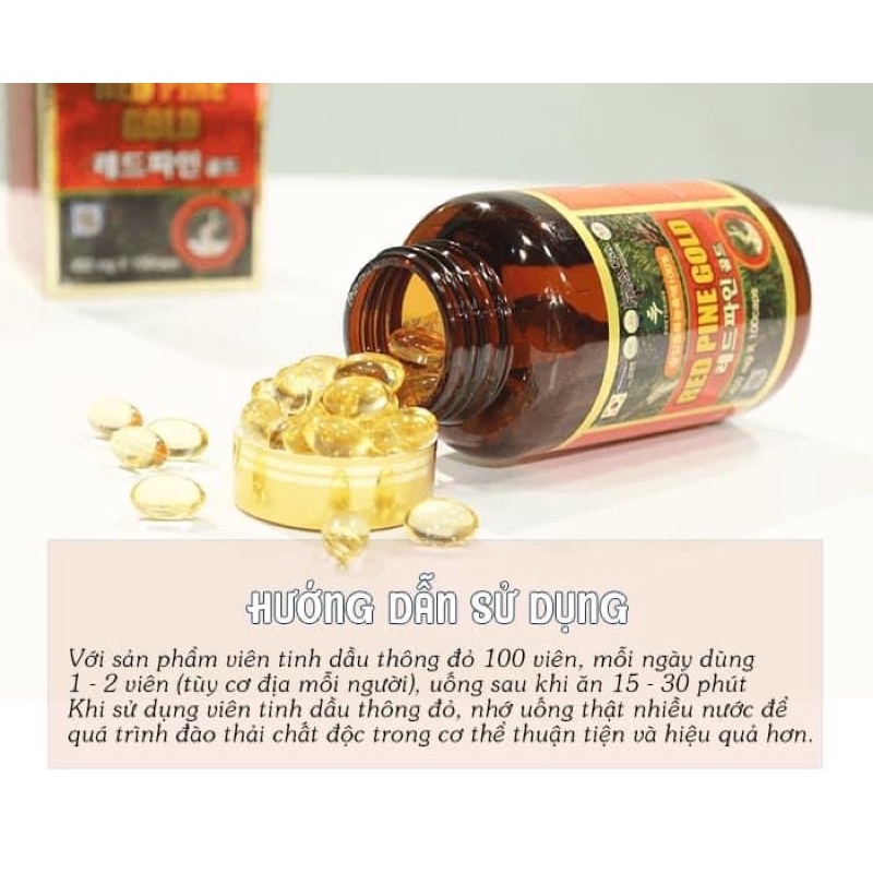 Tinh Dầu Thông Đỏ Red Pine Power Gold hộp 100 viên