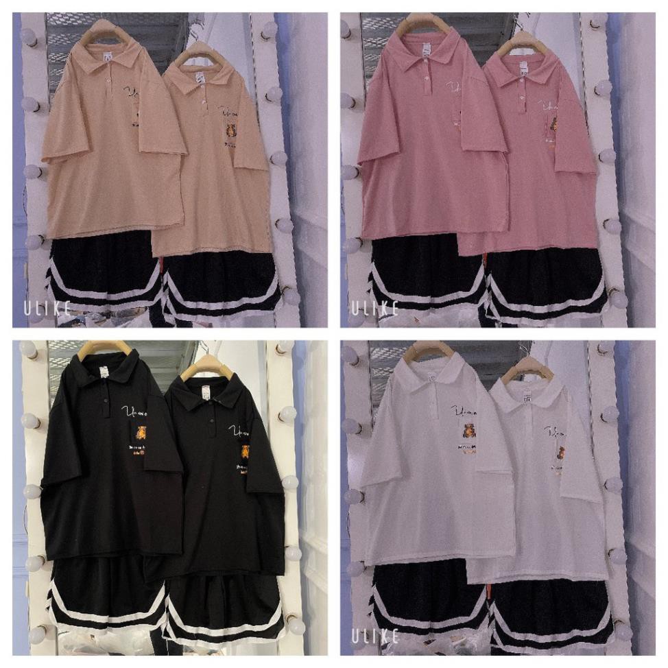 Áo thun POLO nữ tay lỡ có cổ phông form rộng freesize unisex mặc đi học, cặp, nhóm, lớp in hình DỄ THƯƠNG PL 06 ་