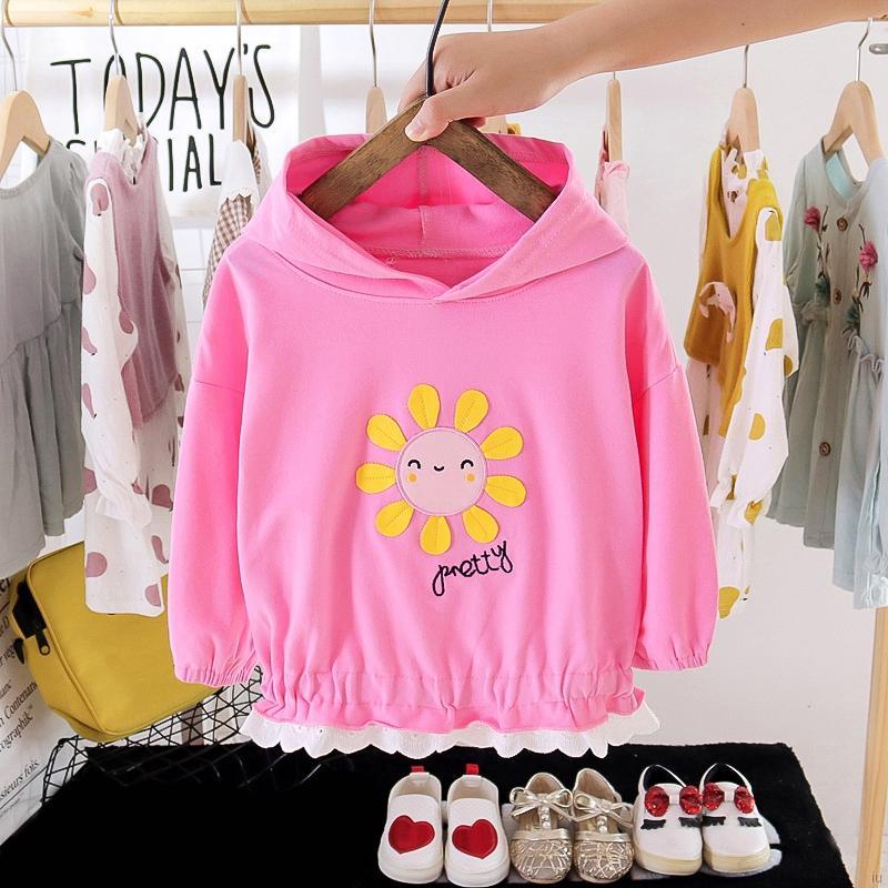 Áo Hoodies Tay Dài In Chữ Và Hoa Đáng Yêu Cho Bé Gái