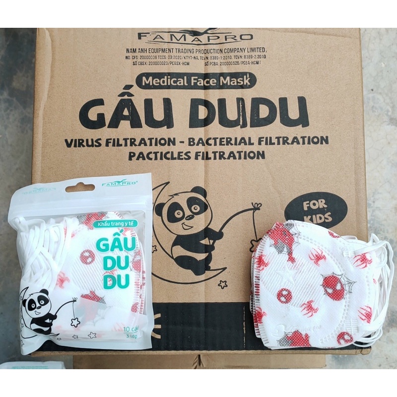 Khẩu trang gấu DUDU cho bé từ 6tháng đến 4tuổi chính hãng Famapro