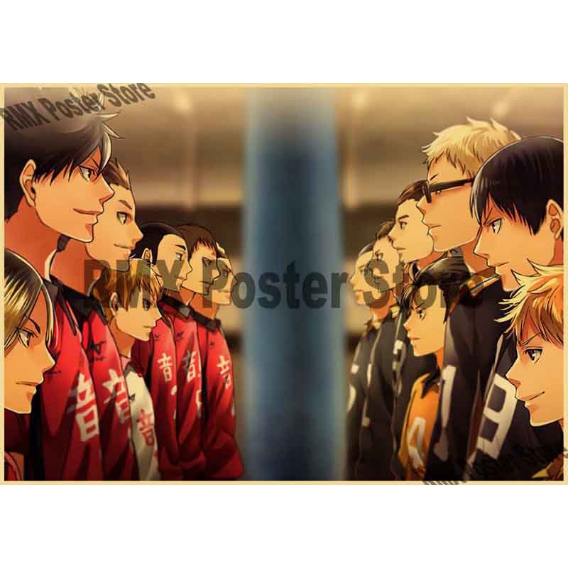 Tranh Giấy Kraft Treo Tường In Hình Anime Bóng Chuyền / Haikyuu Trang Trí Nhà Cửa / Quán Cà Phê