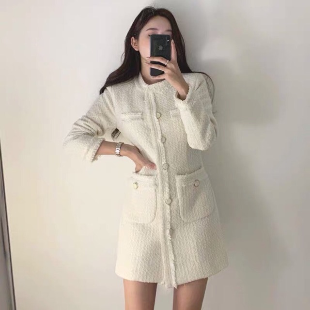 VÁY DẠ TWEED MÀU ĐEN, TRẮNG