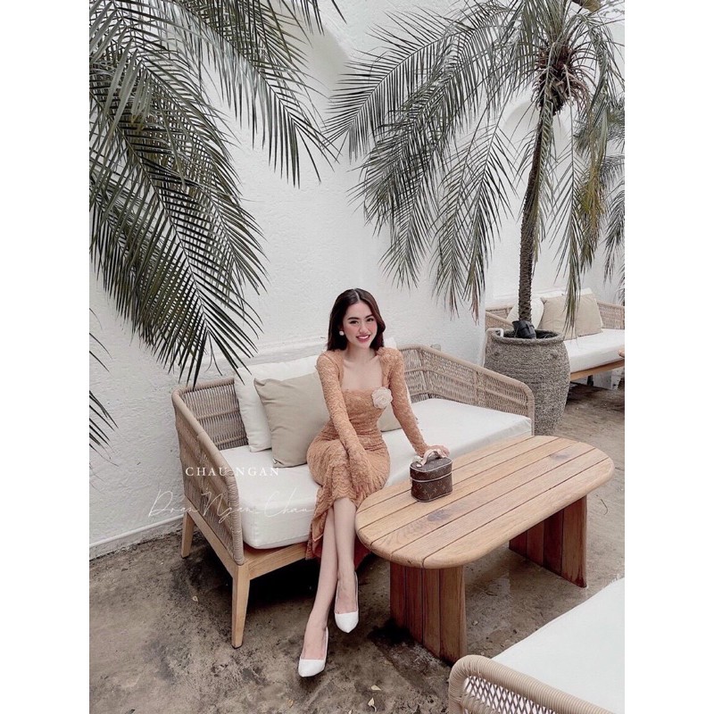 ĐẦM TAY DÀI ĐUÔI CÁ CÀI HOA