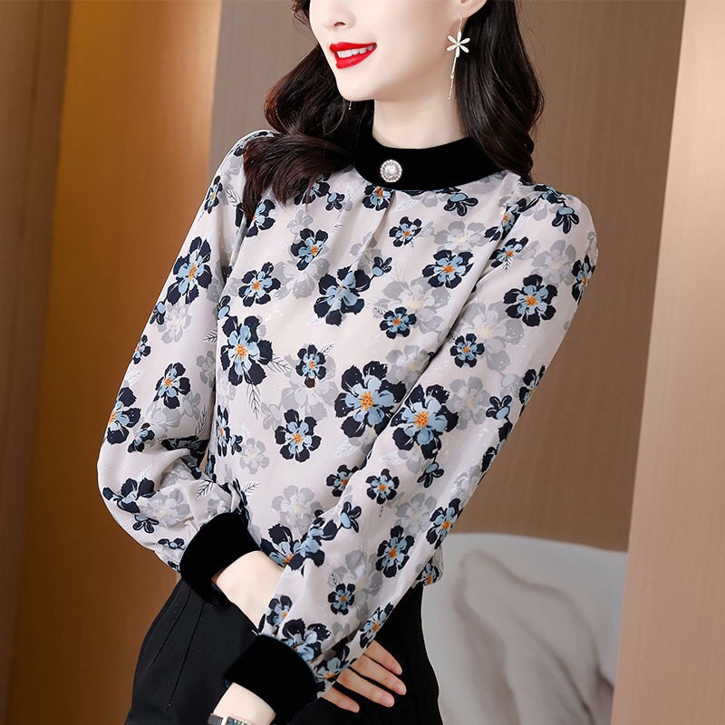 Áo thun tay dài cổ cao size lớn cho phụ nữ trung niên