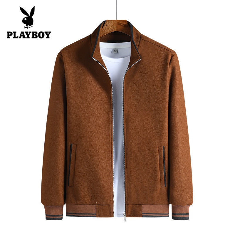 Áo khoác nam mùa thu / mùa đông của Playboy áo khoác len rộng rãi cho người trung niên và cao tuổi cùng với áo khoác nhu
