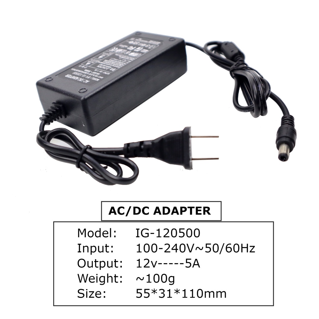 Nguồn 12v 5A adapter DC/AC có đèn báo dùng cho camera, modem wifi, đèn LED...