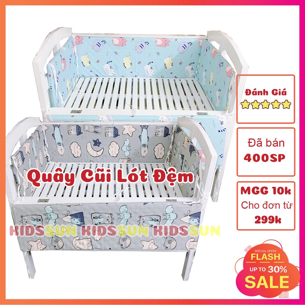 Quây Cũi Cho Bé Bao Gồm Ruột Đệm Trứng Dày 2 Cm Và Vỏ Chất Vải Cotton 100% Nhiều Màu Sắc KIDSSUN