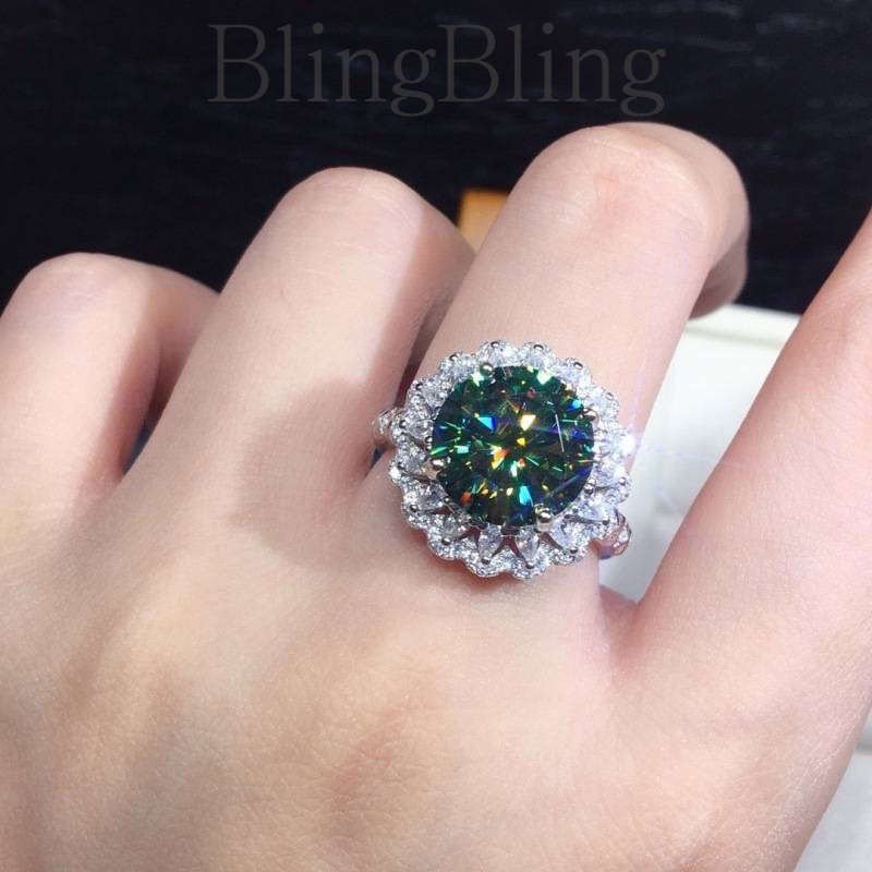 ✨Lấp Lánh✨ Hàng Có Sẵn Nhẫn Kim Cương Lửa Xanh Dương Maldolf Phong Cách Bán Chạy