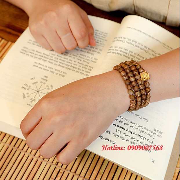 [CAO CẤP] [Tặng Nhẫn] Vòng tay trầm hương tự nhiên 108 hạt xịn charm hoa sen mạ vàng dành cho nam nữ | BigBuy360 - bigbuy360.vn